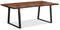 Bowery Dining Table, Sheesham Wood, Metal, Trapizoid Base, 80