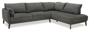 Gena 2-Piece Linen-Look Fabric Right-Facing Sectional - Charcoal