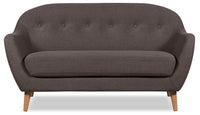 Calla Linen-Look Fabric Loveseat - Dark Grey 