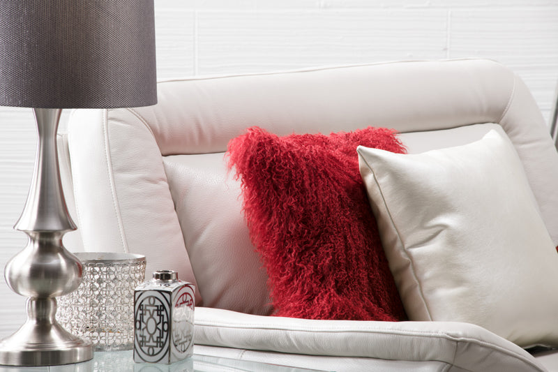 Mongolian Sheepskin Accent Pillow – Red