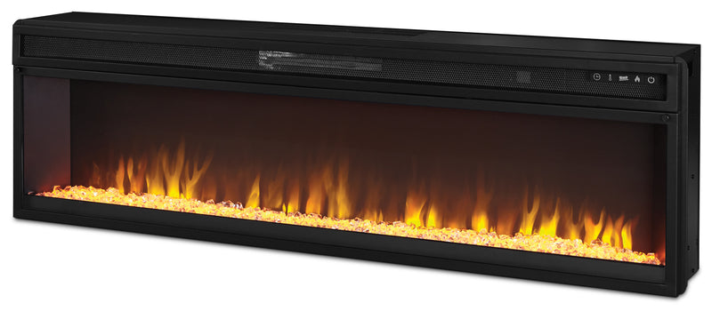 Ralene 64\" TV Stand with Glass and Rock Firebox