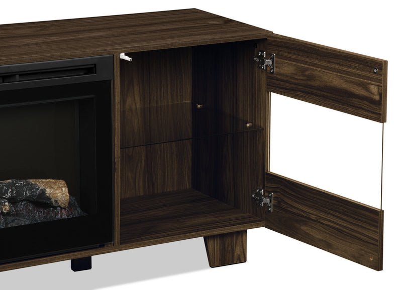 Max 62\" TV Stand with Log Firebox – Elm Brown
