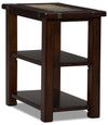 Roanoke 16\" Rustic Chairside Table with Shelf - Dark Cherry Wood and Slate Inlay