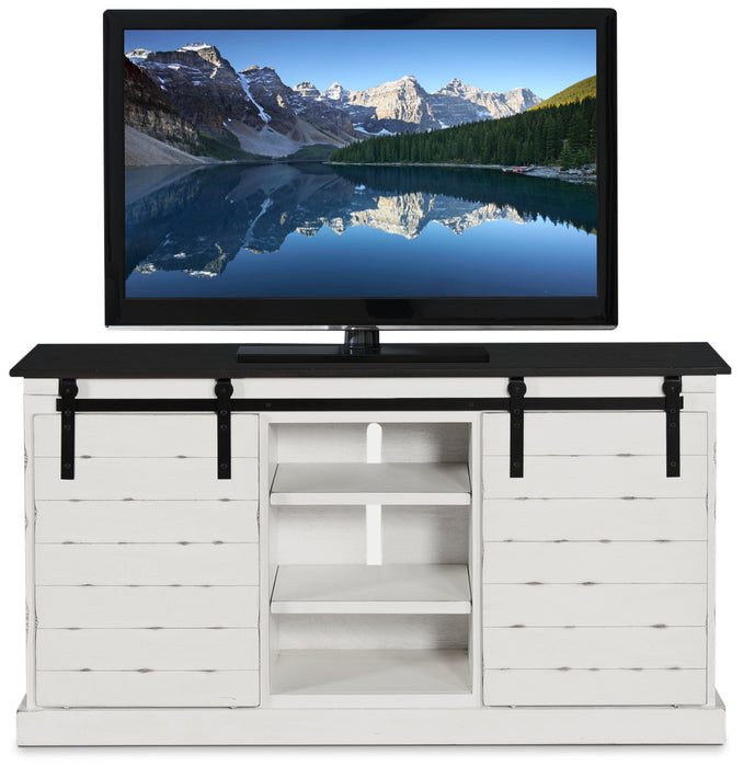 Coast 65\" TV Stand with Barn Doors – White